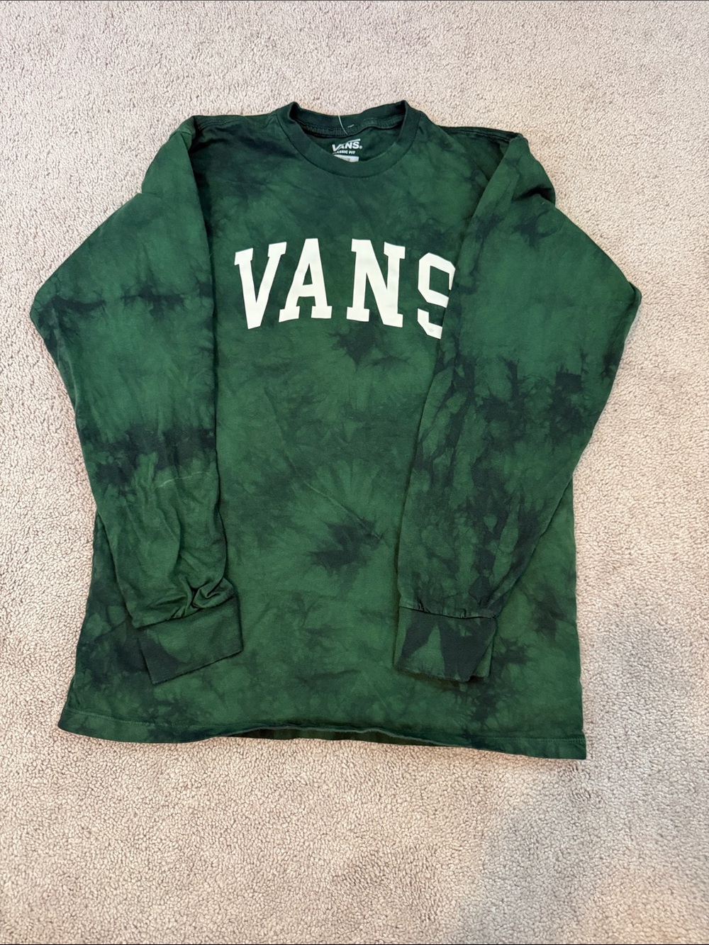 Vans Green Tie-Dye Crewneck Sweatshirt with White Logo
